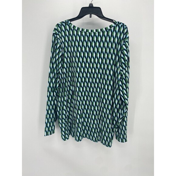 Diane Von Furstenberg For Target Crewneck Arrow Geo Green Long Sleeve Top 4X NEW - Picture 3 of 6
